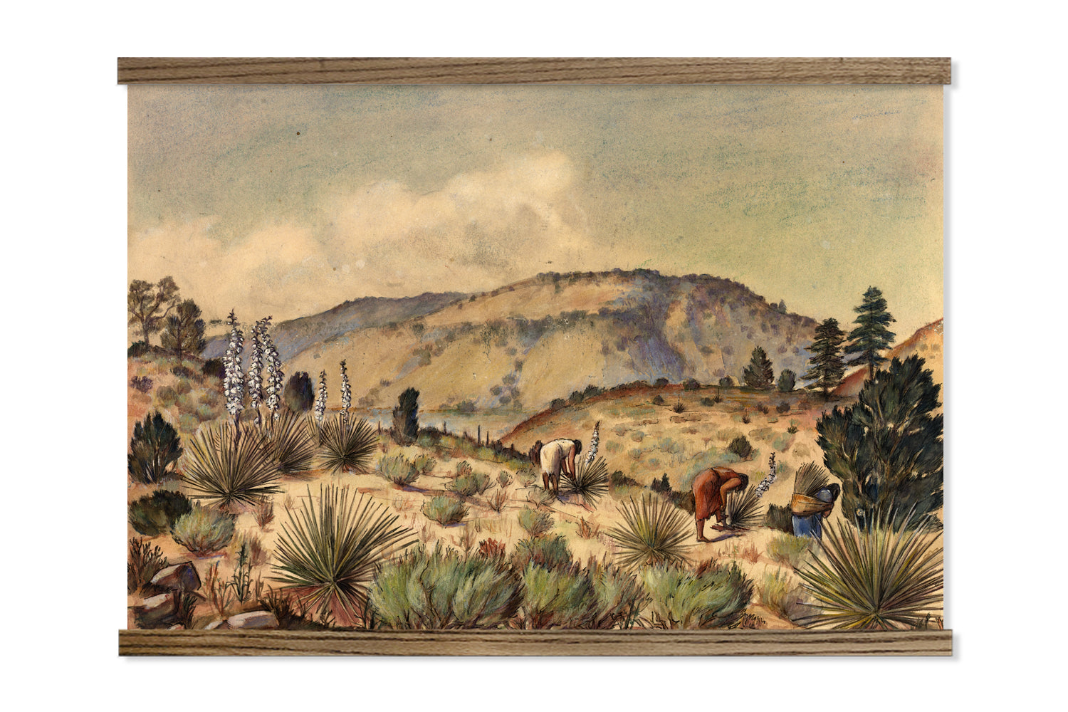 Extra Large Canvas Print - Women Gathering Yucca in the Mexican Desert Painting