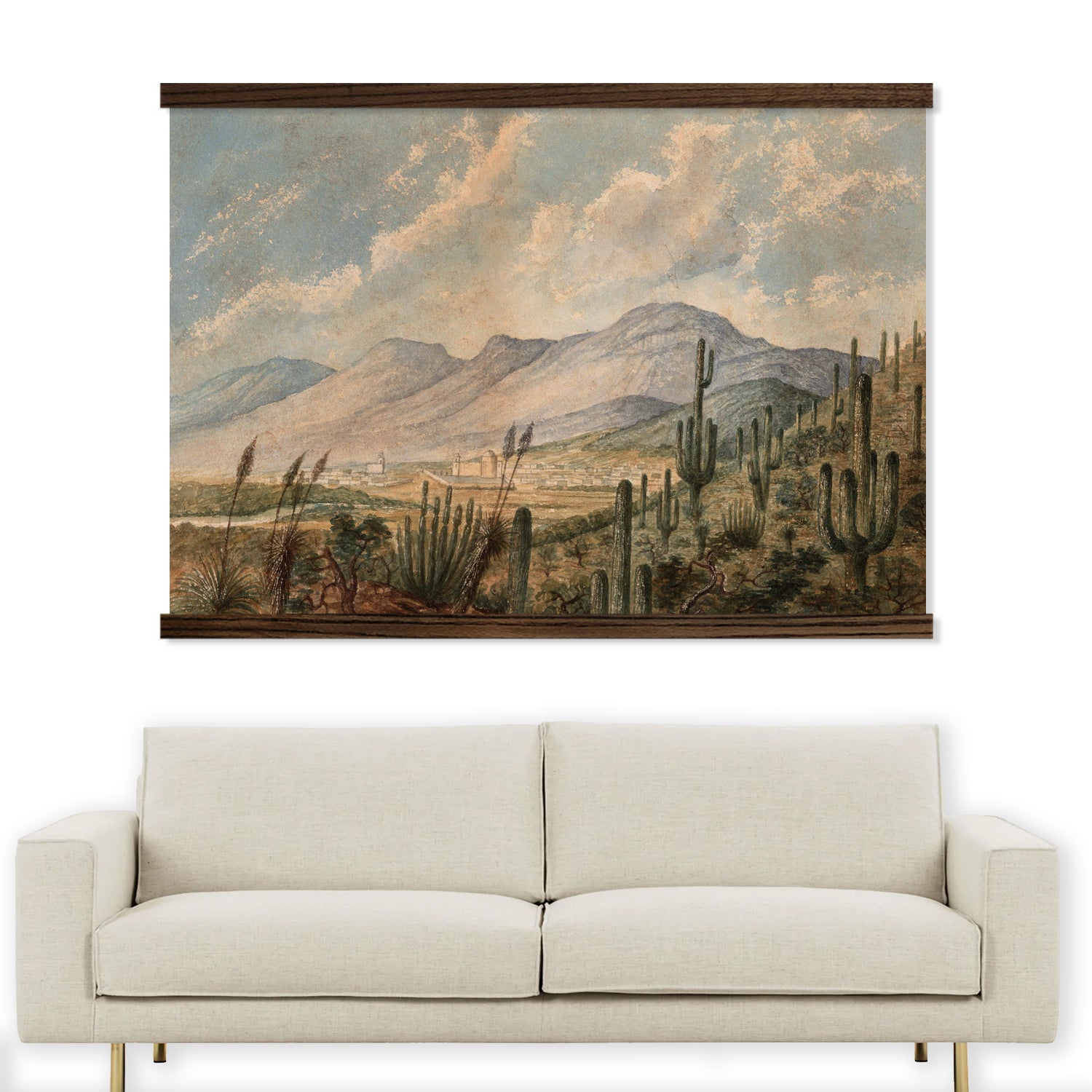 Desert Cactus Tapestry - Large Canvas Print with Wood Frame