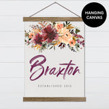 Fall Floral Last Name - Canvas & Wood Sign Wall Art
