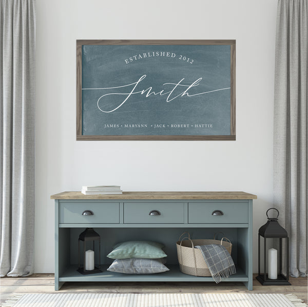 Chalky Blue Last Name Canvas & Wood Sign Wall Art