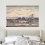 View of Moulins French Watercolor Landscape Large Canvas Wall Art