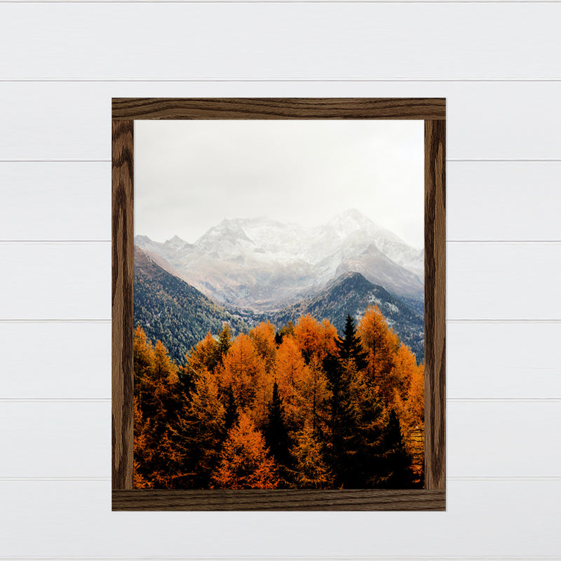 Fall Mountains - Canvas & Wood Sign Wall Art