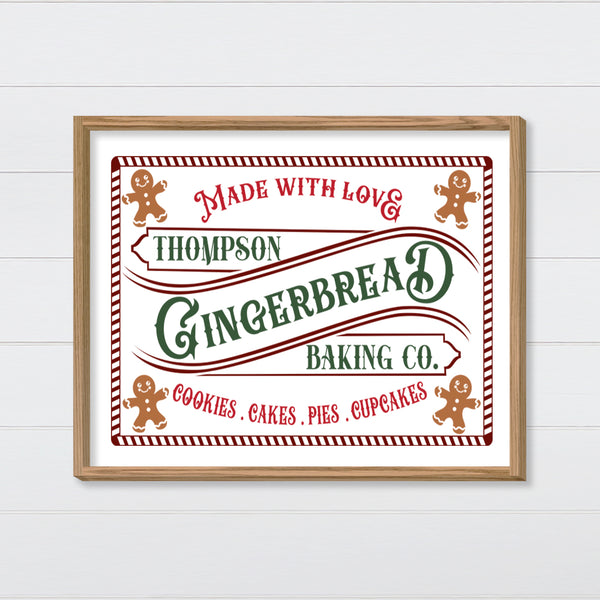 Gingerbread Bakery Co. Sign Canvas & Wood Sign Wall Art