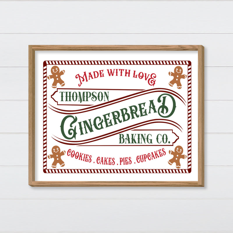 Gingerbread Bakery Co. Sign Canvas & Wood Sign Wall Art