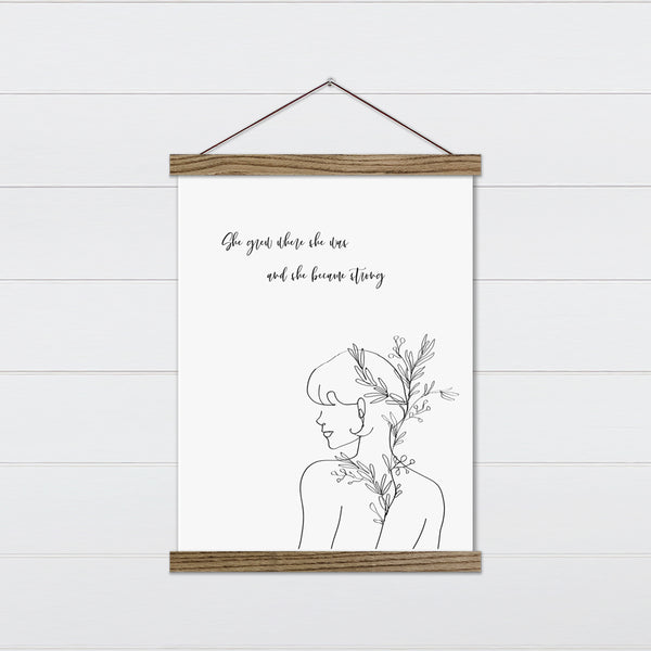 Floral Woman Outline Canvas & Wood Sign Wall Art