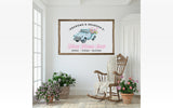 Fresh Flower Shop - Vintage Blue Truck Canvas & Wood Sign Wall Art