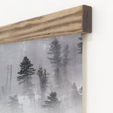 Foggy Pine Tree Forest Wall Art - Large Framed Hanging Canvas