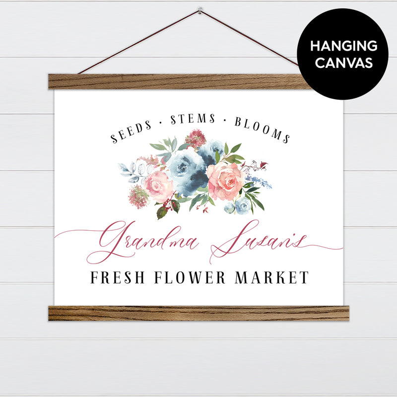 Fresh Flower Market Canvas & Wood Sign Wall Art