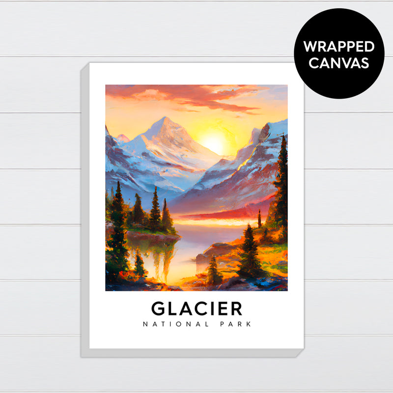 Glacier National Park -  Canvas & Wood Sign Wall Art