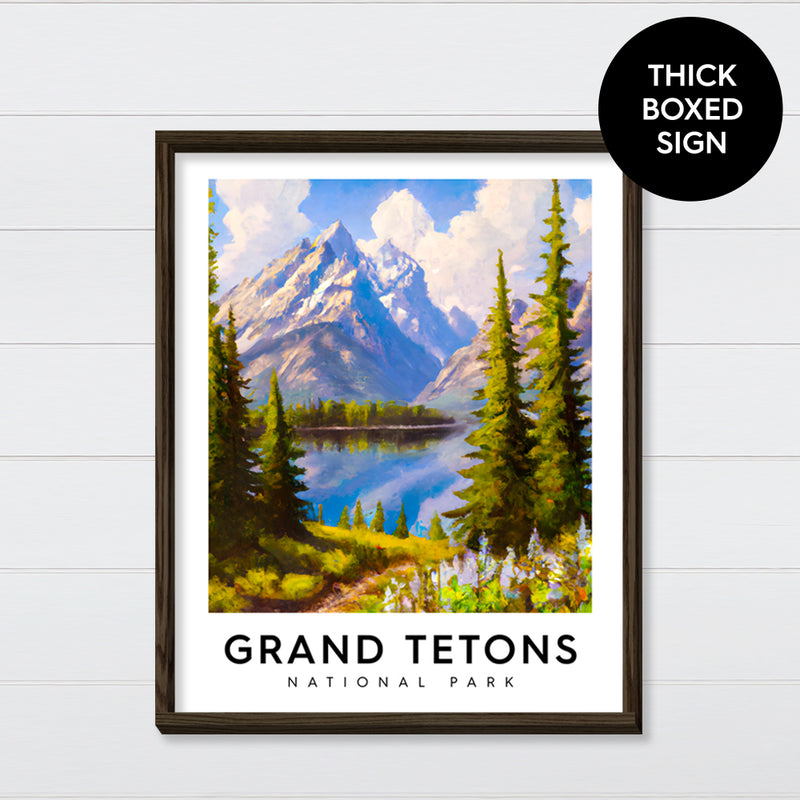 Grand Tetons National Park -  Canvas & Wood Sign Wall Art