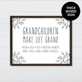 Grandchildren Make Life Grand - Simple Font Canvas & Wood Sign Wall Art