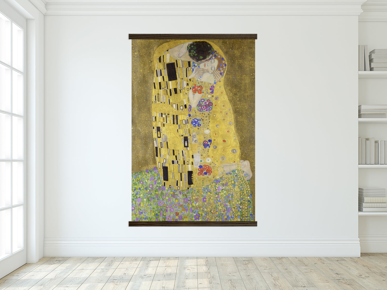 Gustav Klimt Kiss Painting - Extra Large Canvas Print Reproduction with Wood Frame