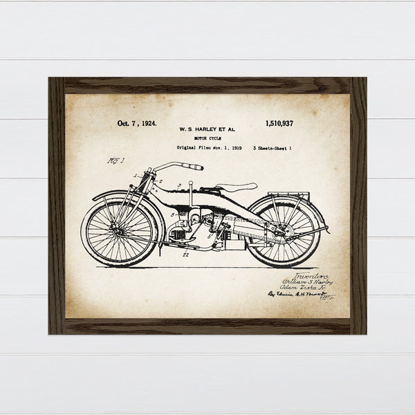 Vintage Harley Davidson Motorcycle Canvas & Wood Sign Wall Art