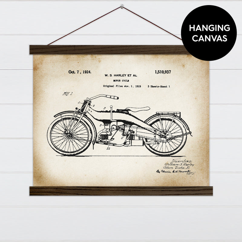 Vintage Harley Davidson Motorcycle Canvas & Wood Sign Wall Art