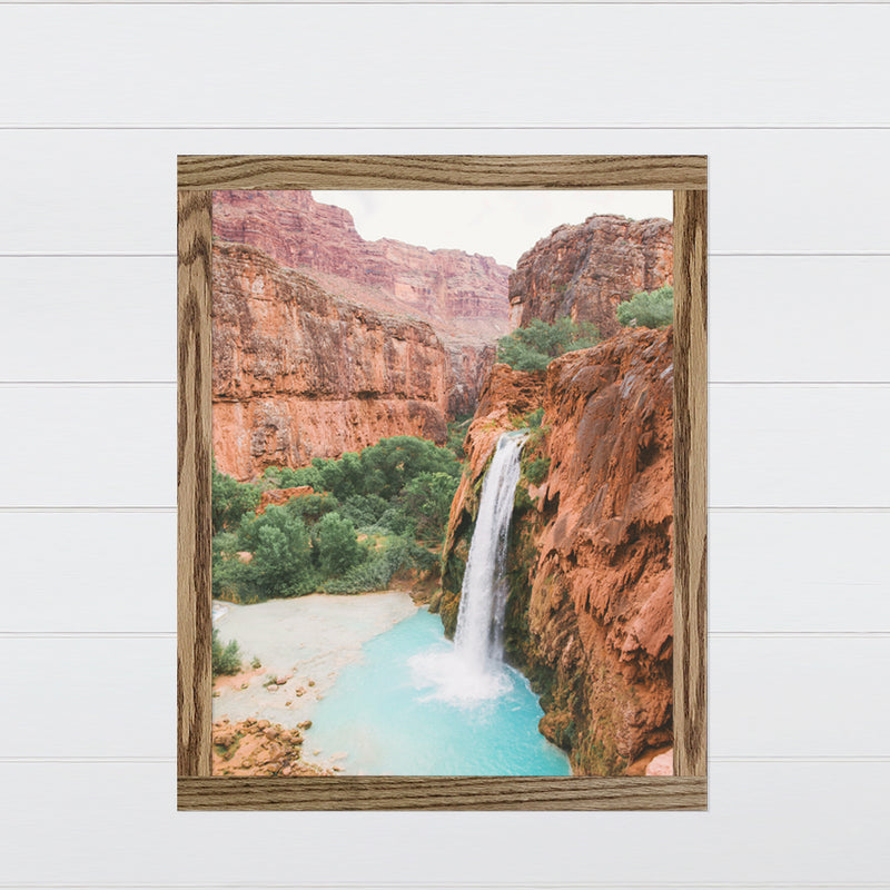 Havasu Falls Photo - Canvas & Wood Sign Wall Art