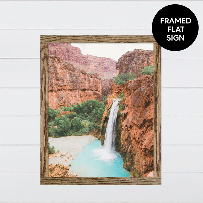 Havasu Falls Photo - Canvas & Wood Sign Wall Art