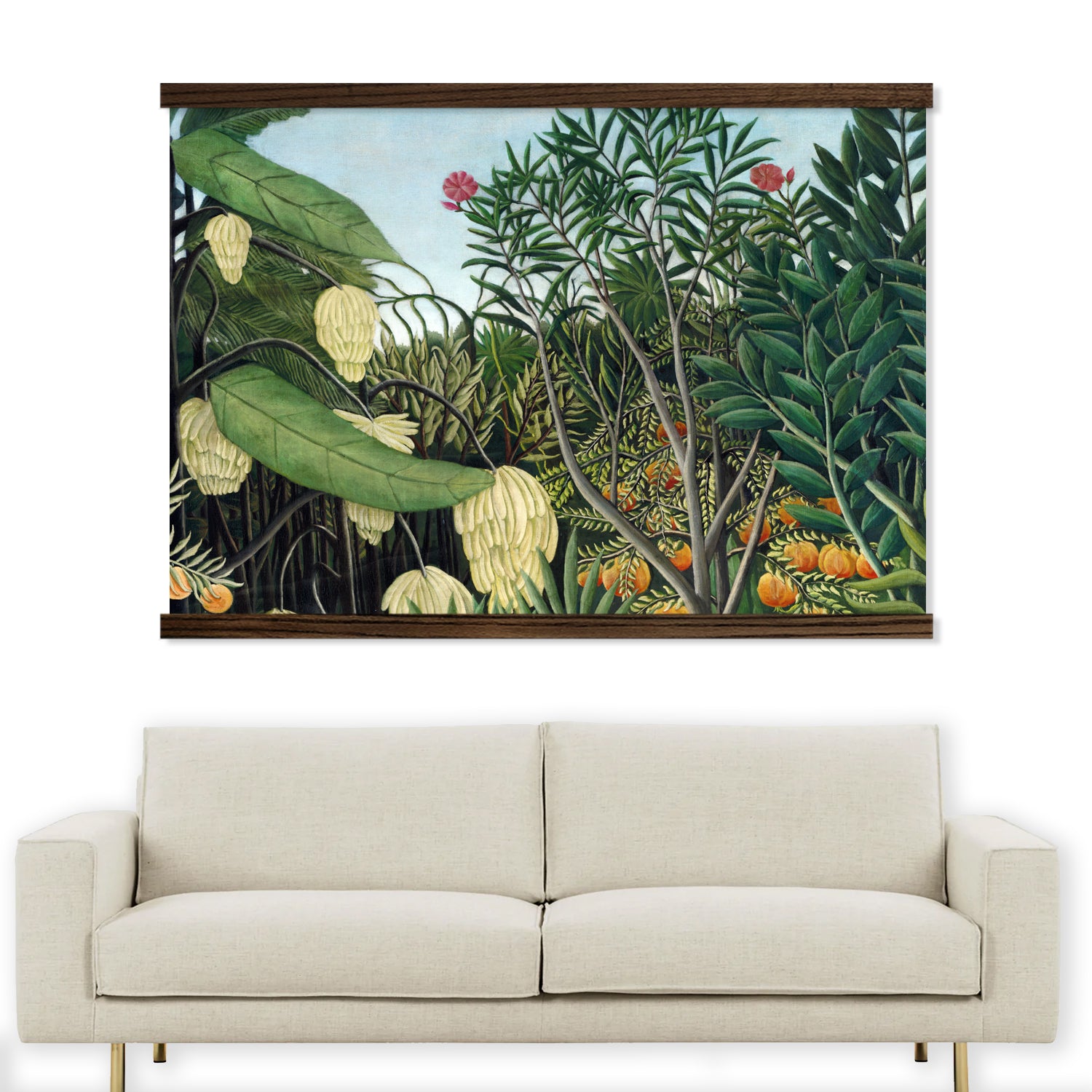 Henri Rousseau Jungle Plants Wall Hanging - Large Framed Canvas Print