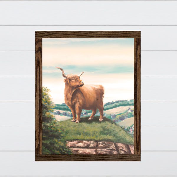 Highland Cow Painting -  Canvas & Wood Sign Wall Art