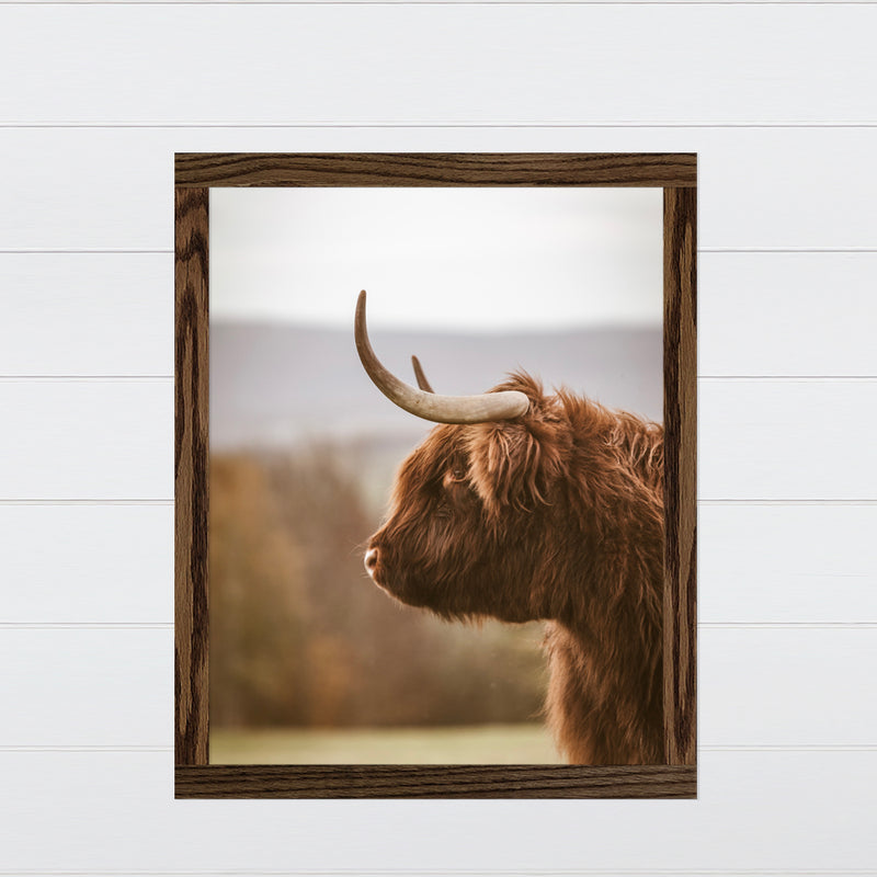 Highland Cow Profile Canvas & Wood Sign Wall Art