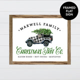 Christmas Tree Co. - White & Black Jeep Canvas & Wood Sign Wall Art
