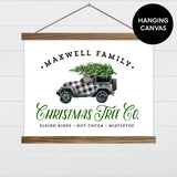 Christmas Tree Co. - White & Black Jeep Canvas & Wood Sign Wall Art