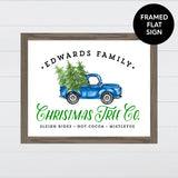 Christmas Tree Co. - Vintage Blue Truck Canvas & Wood Sign Wall Art