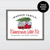 Christmas Tree Co. - Red Buffalo Plaid Camper Trailer Canvas & Wood Sign Wall Art