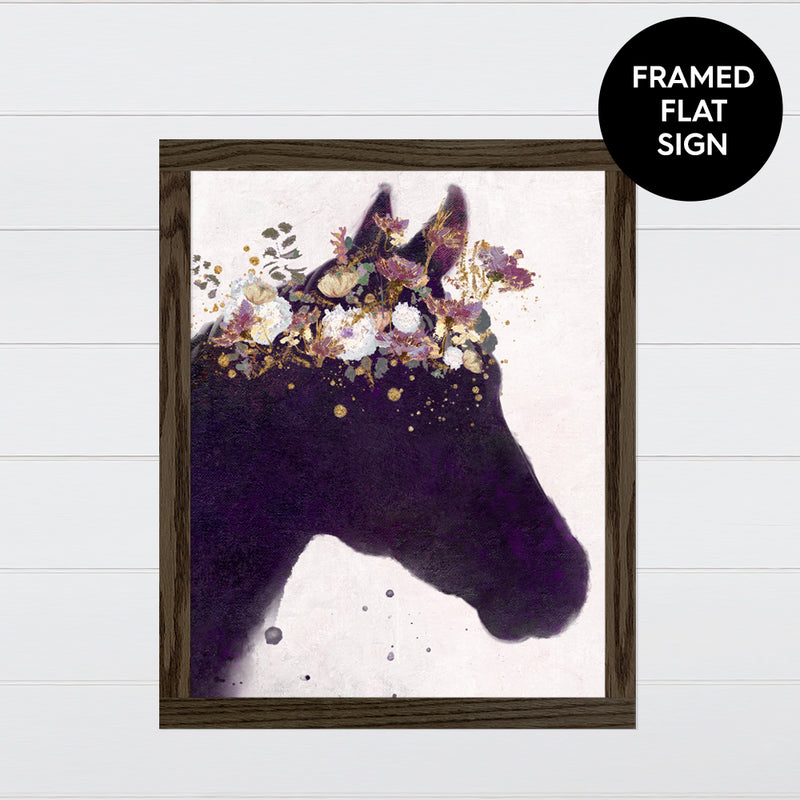Horse Silhouette & a Floral Crown Canvas & Wood Sign Wall Art