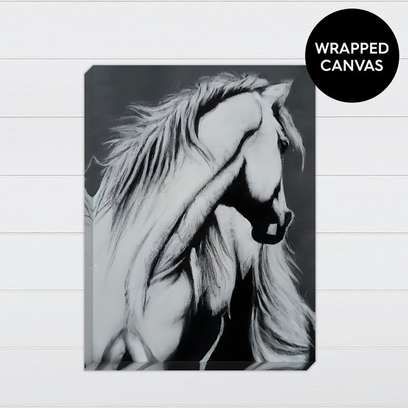 Horse Turning Painting - Canvas & Wood Sign Wall Art