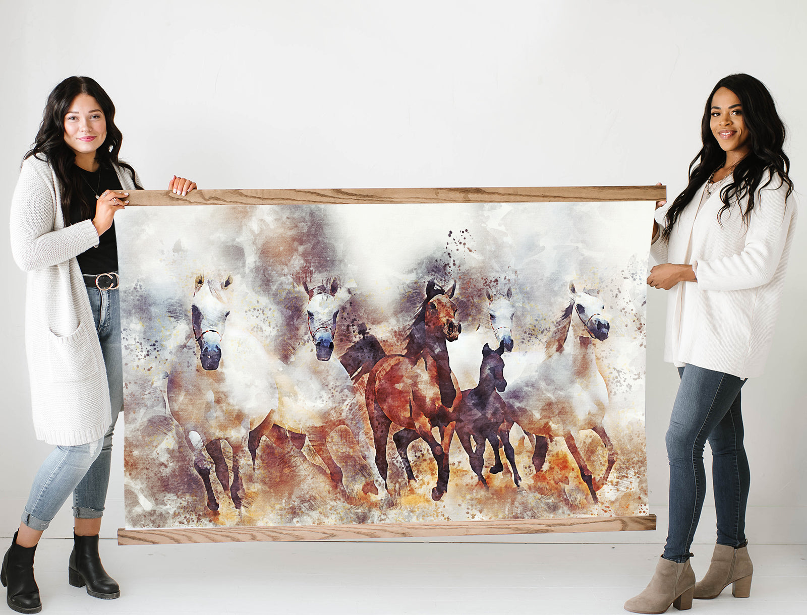 Modern Horse Painting on Large Canvas Tapestry