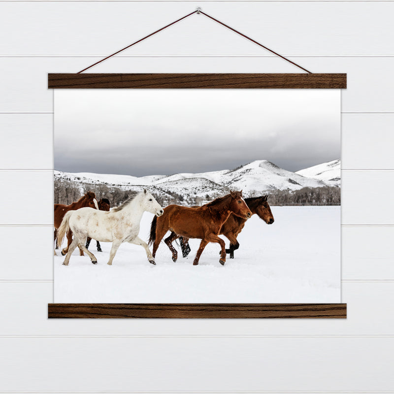 Horses in Snow Canvas & Wood Sign Wall Art
