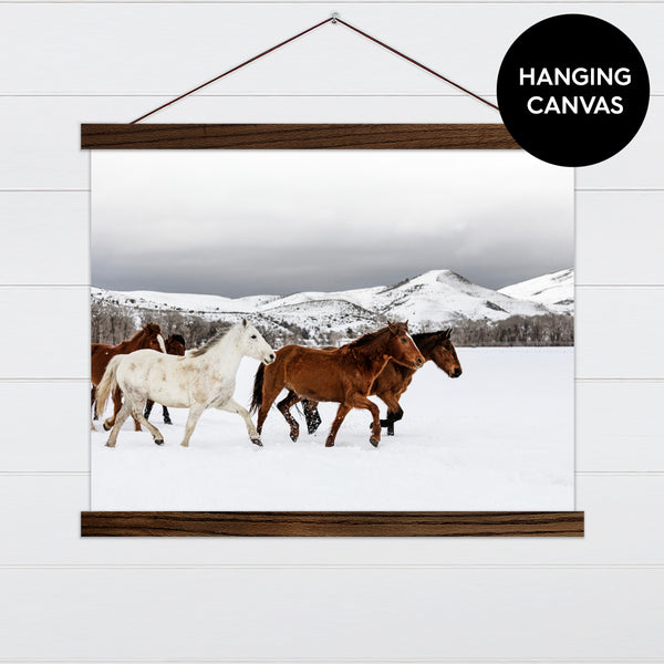 Horses in Snow Canvas & Wood Sign Wall Art