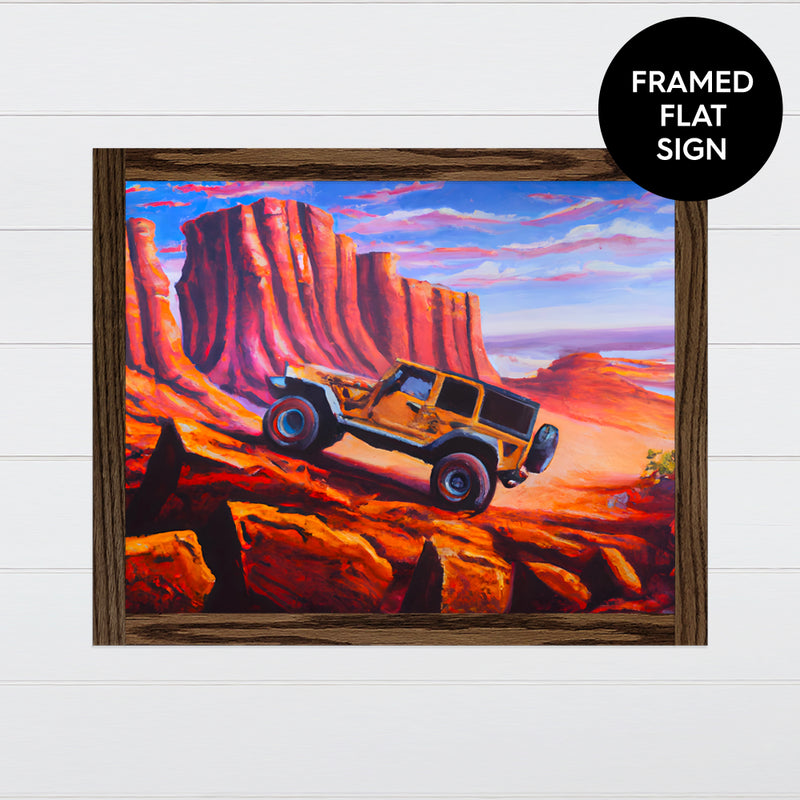 Jeep Red Rock Watercolor - Canvas & Wood Sign Wall Art