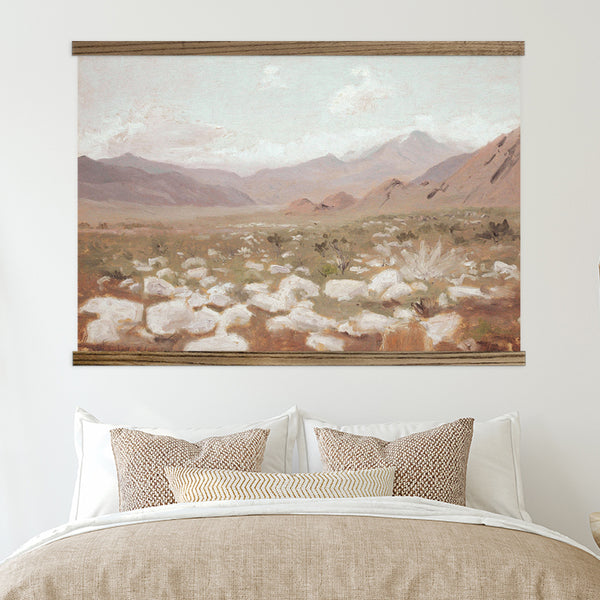 Beige Aesthetic Palm Desert Canvas Wall Art with Wood Frame