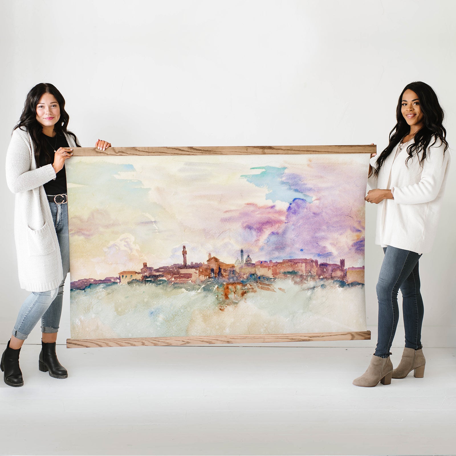 Siena by John Sargent Antique Watercolor of Italian City Large Canvas Wall Art