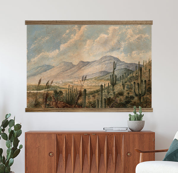 Desert Cactus Tapestry - Large Canvas Print with Wood Frame