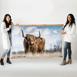 Highland Cow Huge Photo Canvas Wall Art with Wood Frame