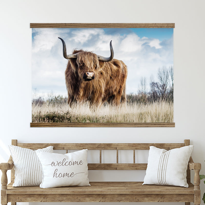 Highland Cow Huge Photo Canvas Wall Art with Wood Frame