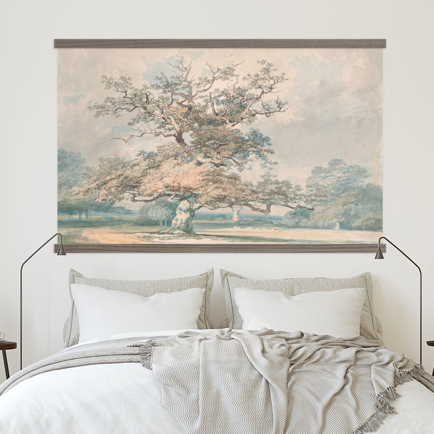 Old Oak Tree - Beige Wall Art - Neutral Scenic Big Wall Art