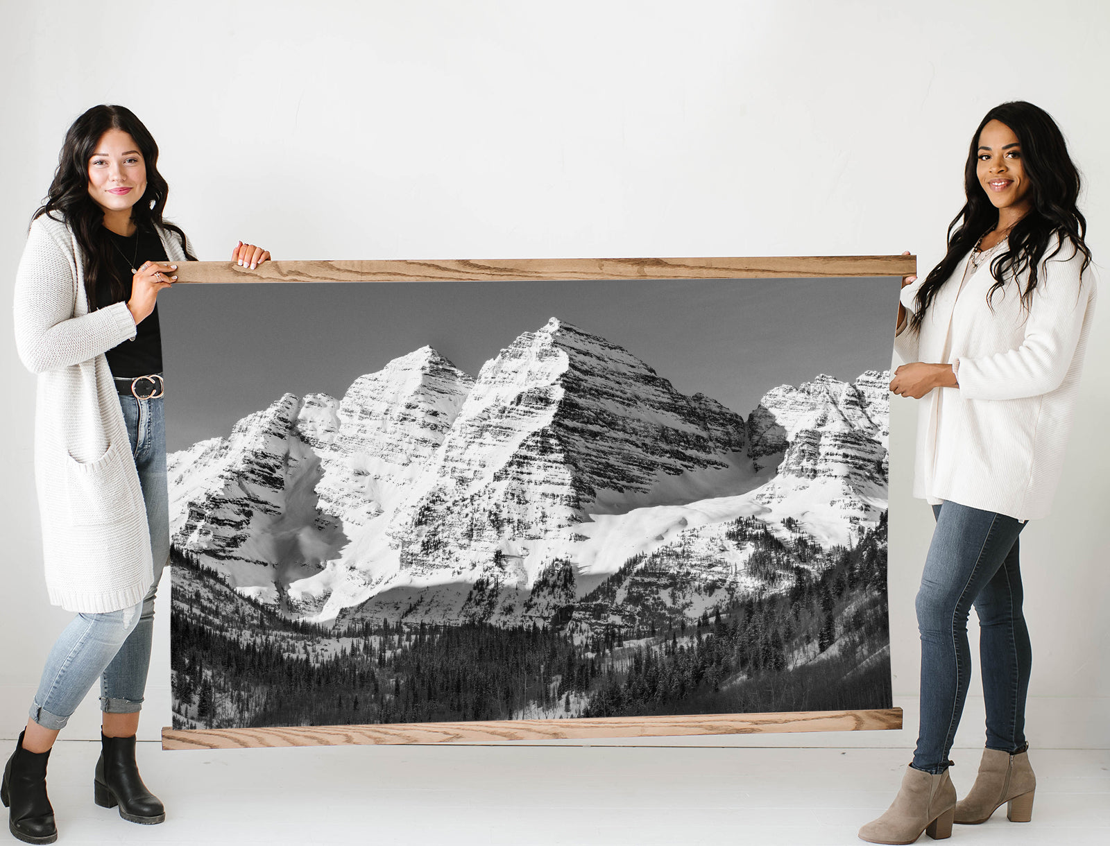 Rocky Mountains Black & White Large Photo Canvas