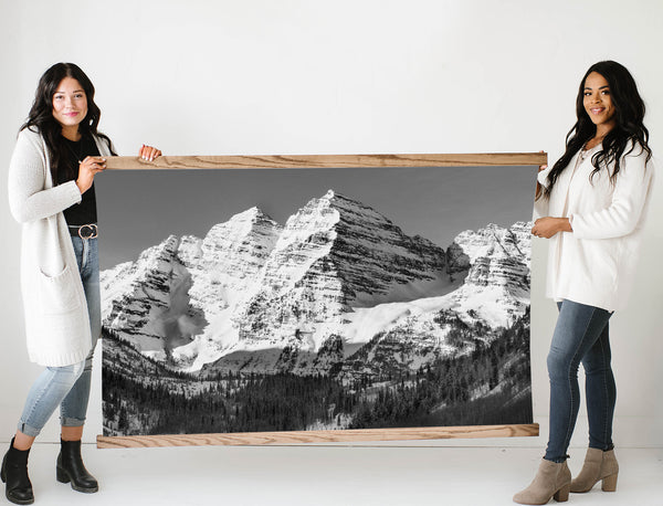 Rocky Mountains Black & White Large Photo Canvas