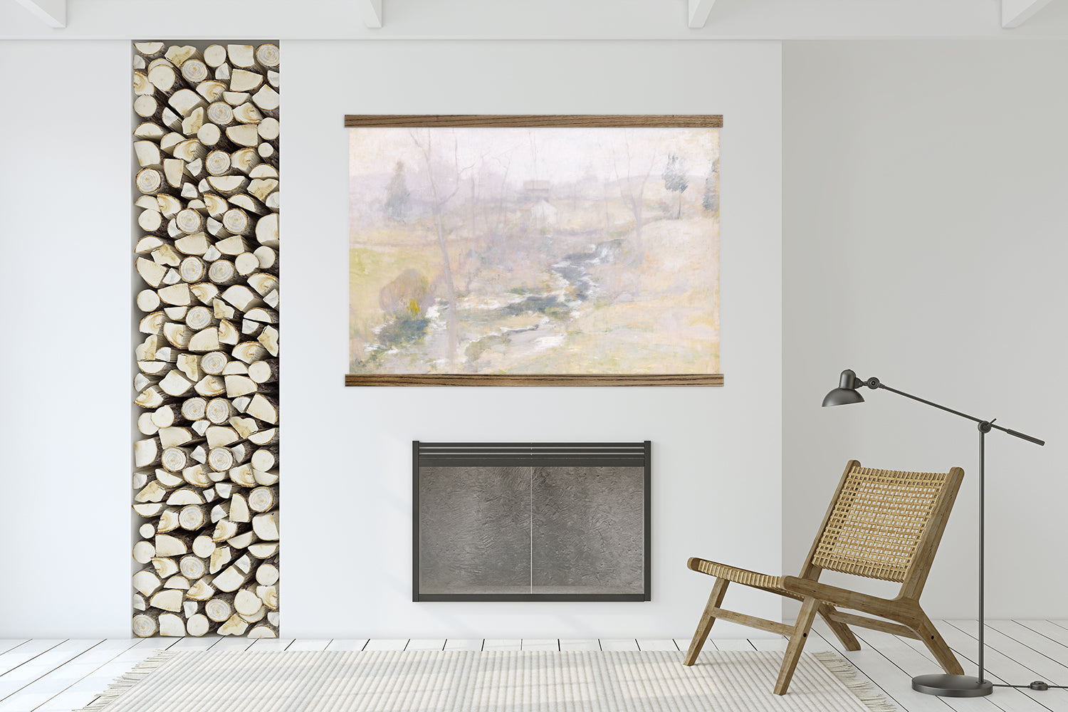 End of Winter Painting Hazy Subtle Canvas Wall Hanging