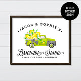 Lemonade Stand Co. - Lime Green Vintage Truck Canvas & Wood Sign Wall Art