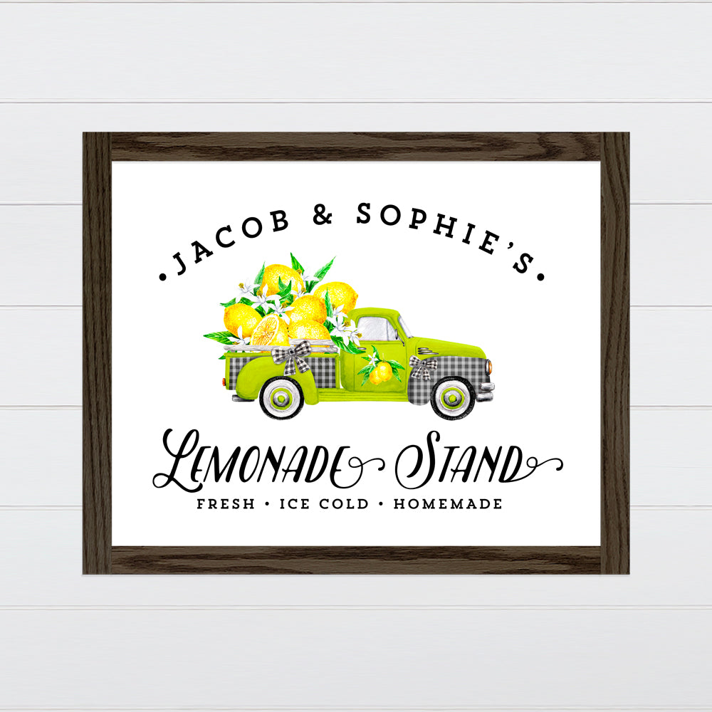 Lemonade Stand Co. Lime Green Vintage Truck Canvas & Wood Sign Wall Hangout Home