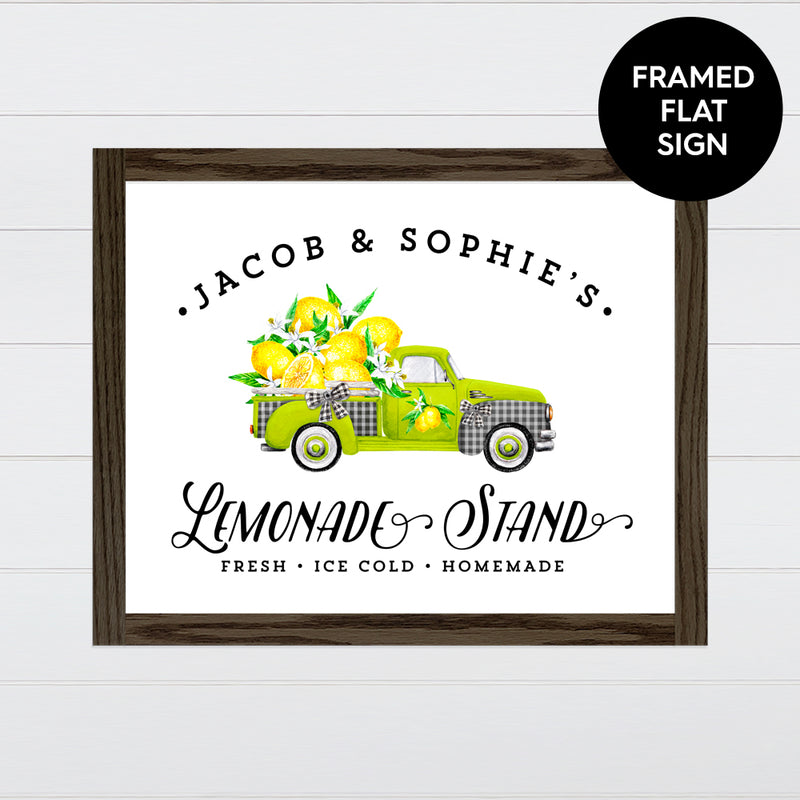 Lemonade Stand Co. - Lime Green Vintage Truck Canvas & Wood Sign Wall Art