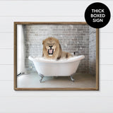 Lion in a Bubble Bath Funny Bathroom Wall Art