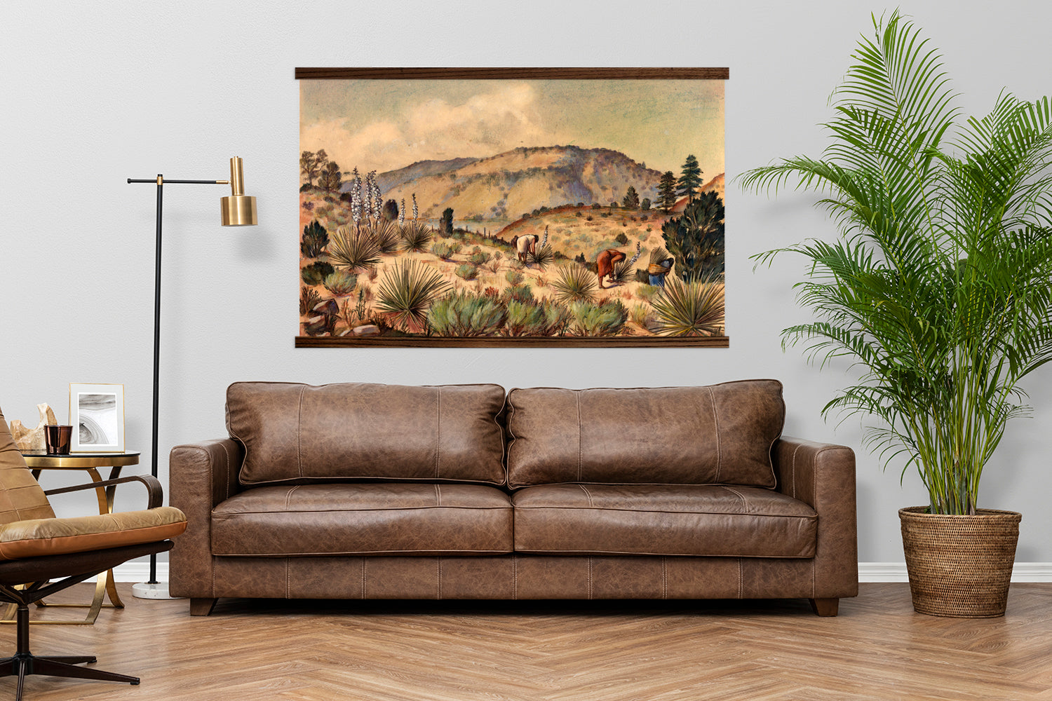 Extra Large Canvas Print - Women Gathering Yucca in the Mexican Desert Painting