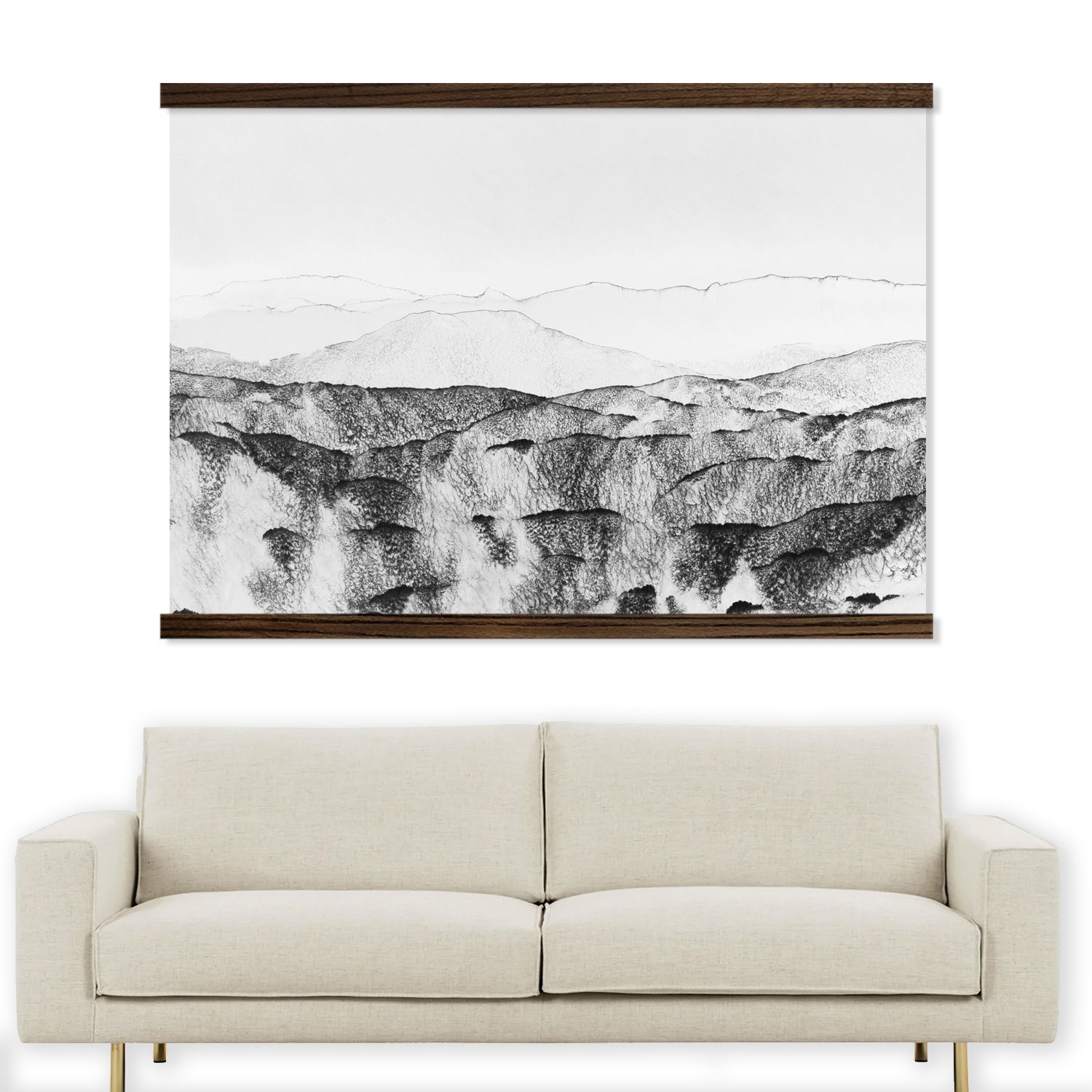 Modern Black and White Scenic Art Large Canvas Decor for Living Room