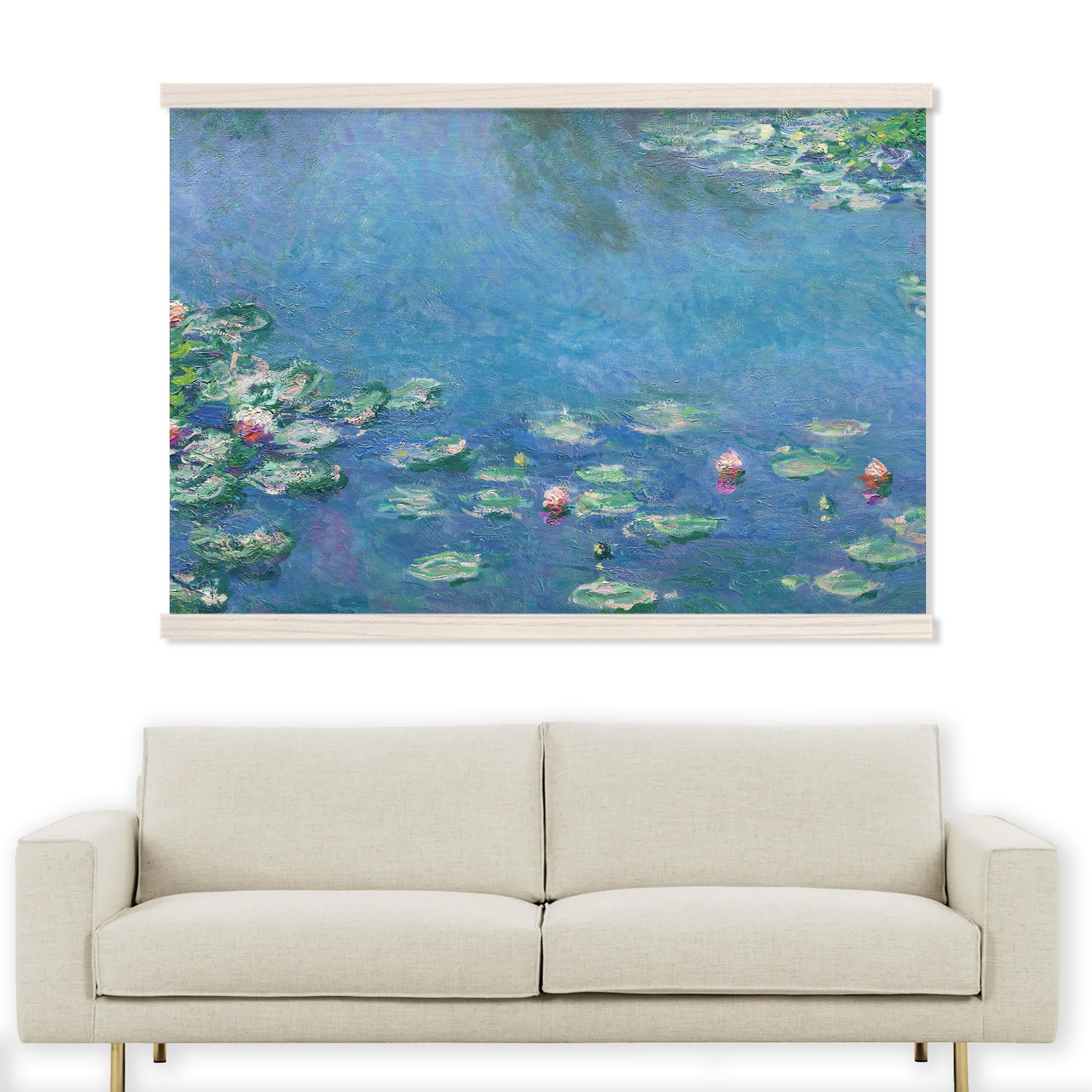 Monet Water Lilies Impressionist Large Canvas Framed Print