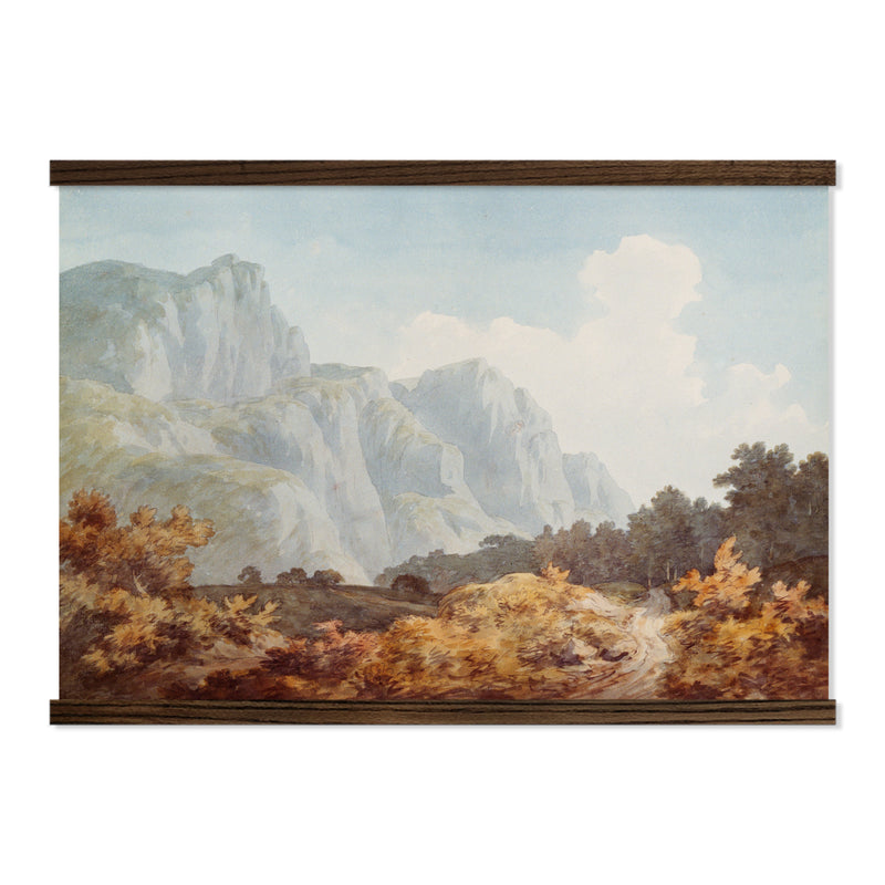 Oversized Fall Mountain Watercolor Canvas Wall Hanging